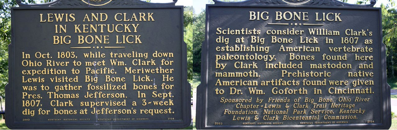 Historic markers at Big Bone Lick State Park commemorate the site’s importance to American paleontology and its place in American history.